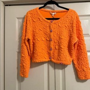 senina cropped stretch cotton blended clique cardigan xxl loveshackfancy nwt